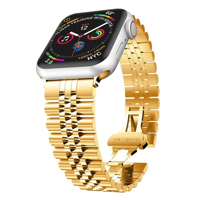 Ally Apple Watch 7-8 45mm 6-5-4 44mm Watch Ultra 49mm Kayış Kordon Paslanmaz Çelik 3-2-1 42mm - Gümüş Siyah