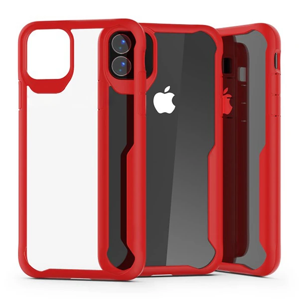 İPhone 11 Pro Max 6.5 İnch Shock Absorption PC+TPU Darbe Emici Kılıf - Kırmızı