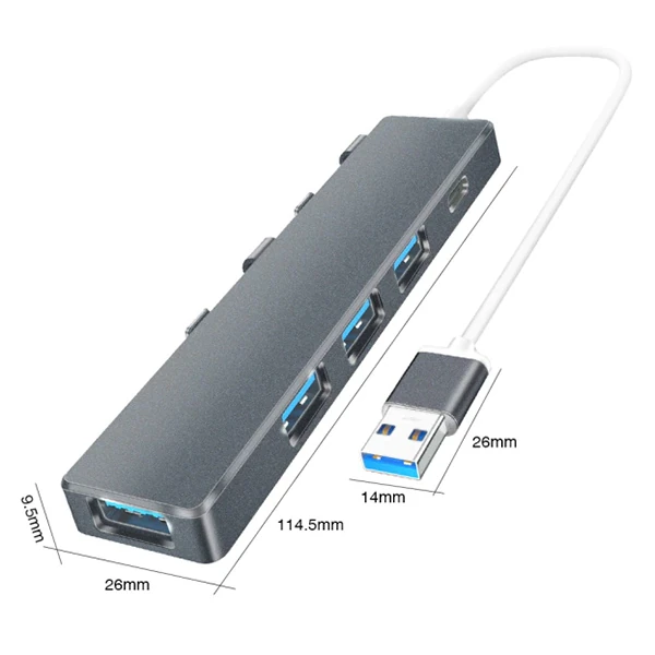 Ally ADS-301A Usb 3.0 4 Usb Port Adaptör Hub Çoklayıcı 1 type C - Füme