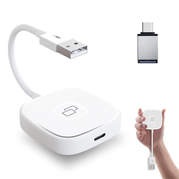 Apple iPhone USB+Lightning Carplay Mirror Adaptör Çevirici -Youtube Netflix Tiktok Video Yansıtıcı - Beyaz