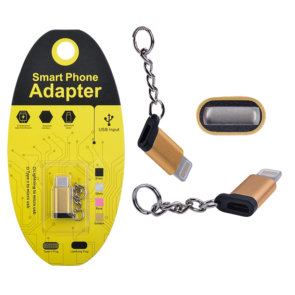 Ligtining Dönüştürücü Micro Usb Adaptor Converter Çevirici Başlık Anahtarlık - Siyah