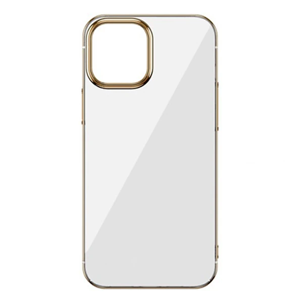 Baseus Glitter İPhone 12/12 Pro Şeffaf Lüx Silikon Kılıf Soft TPU Kılıf - Gold