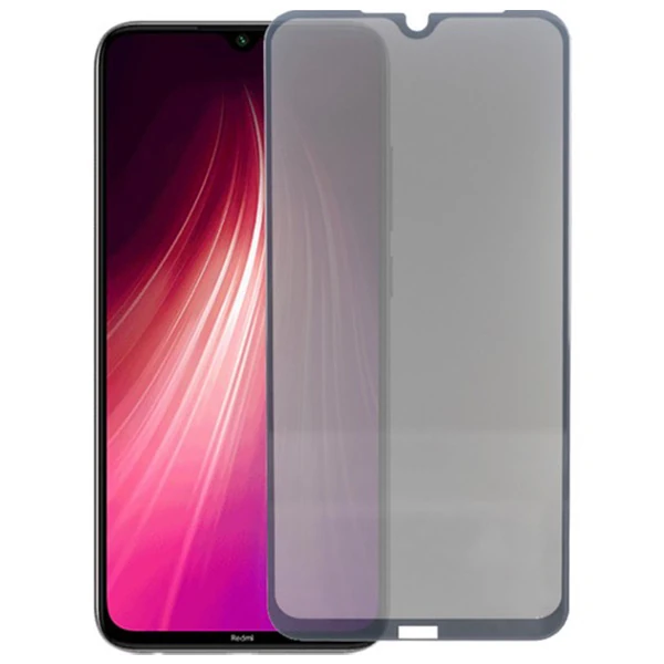 Xiaomi Redmi Note 8 3D Full Privacy Gizlilik Tempered Cam Ekran Koruyucu - Siyah