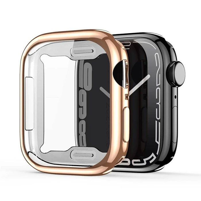 Dux Ducis Samo Series Apple Watch 45mm için Soft TPU Full Koruma Ultra İnce Silikon Kılıf - Rose Gold
