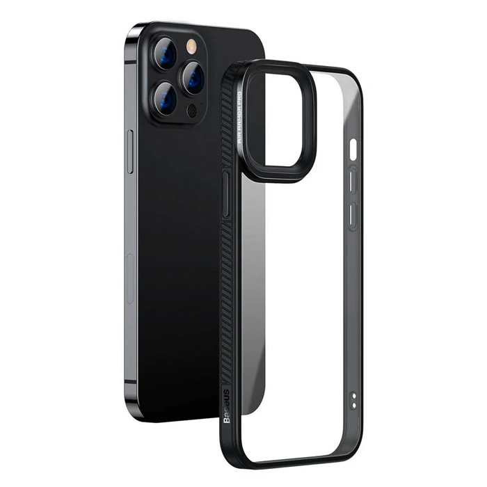 Baseus Crystal iPhone 13 Pro 6.1 Kılıf Jel Çerçeve Zırhlı Silikon Kılıf - Siyah