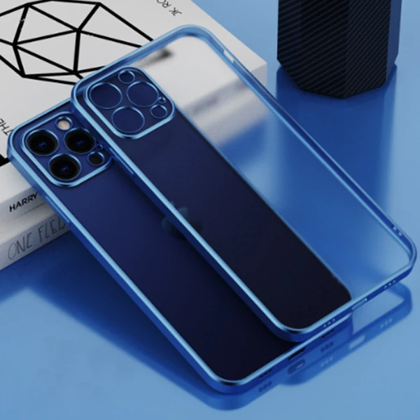 iPhone 11 Pro 5.8inç Renkli Kenar Şeffaf Kılıf Kamera Korumalı Kılıf - Kırmızı