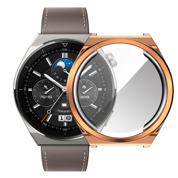 Ally Huaewei Watch GT 3 Pro 43mm Kılıf 360 Full Koruma Ultra İnce Silikon Kılıf - Rose Gold