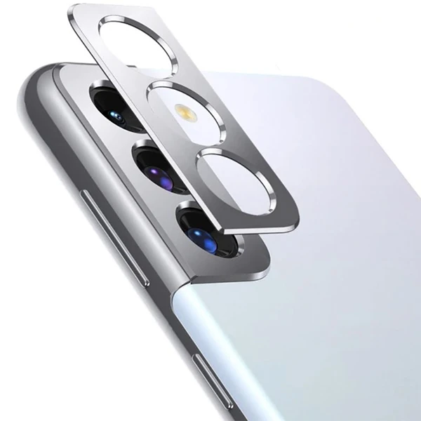 SM Galaxy S21 / S21+ 3D Metal Kamera Koruyucu Metal Lens - Siyah