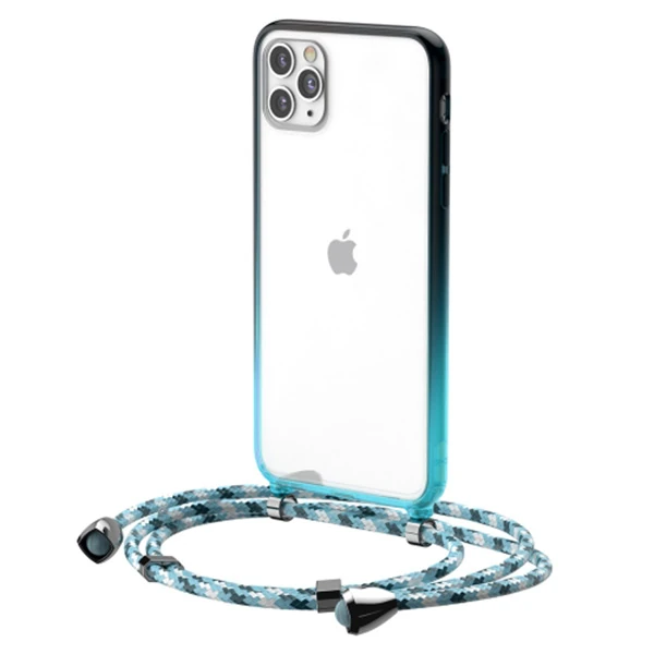 Baseus Element Crossbody Protective iPhone 11 Pro Max 6.5 Askılı Koruyucu Silikon Kılıf - Mavi
