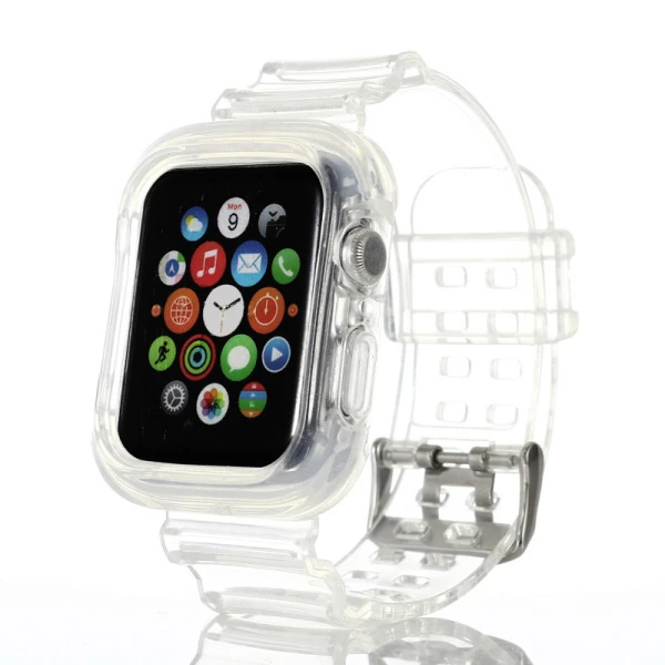 Ally Apple Watch 6-SE-5-4 44mm / 3-2-1 42mm Kayış Kordon Kılıf Silikon - Şeffaf 2