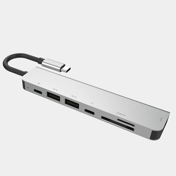 Ally Usb (Type-C to 7in1 Hdtv 2XUSB+PD) SD&TF Okuyucu Hub Adaptör Çoklayıcı - Gri