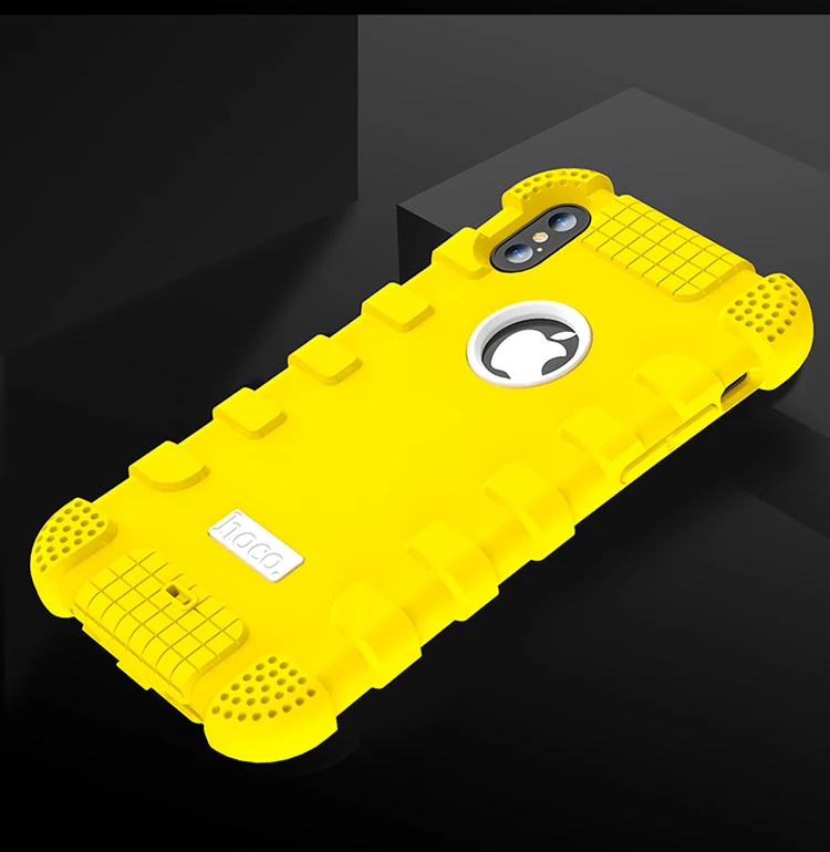 Hoco İPhone X Xs 360 Zırh Ultra Koruma Silikon Kılıf - Sarı