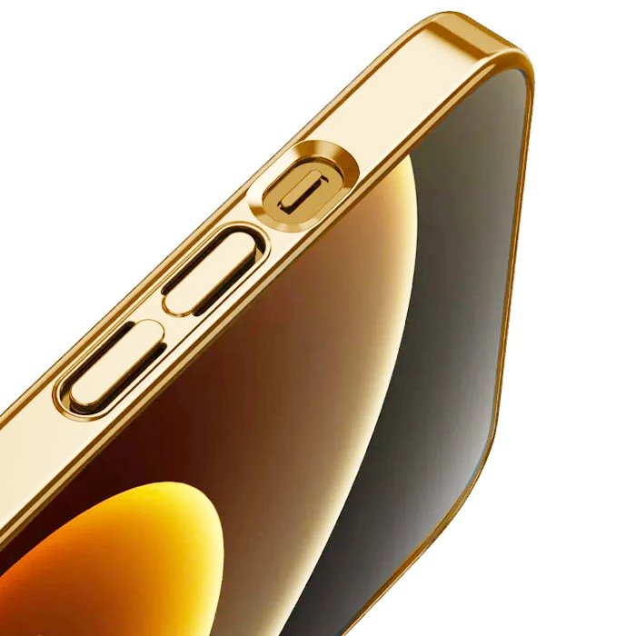 Ally iPhone 13 Pro 6.1inç Magsafe Uyumlu Renkli Kenar Silikon Kılıf - Gold