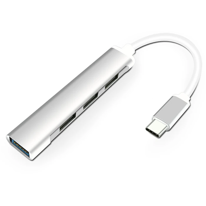 Ally S-803 4in1 Type-C to 4x USB3.0 HUB Çoğaltıcı Çevirici Dönüştürücü Adaptör - Gri