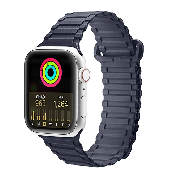 Dux Ducis Apple Watch 38/40/41MM için Manyetik Armor Silikon Kordon Kayış - Siyah-Turuncu