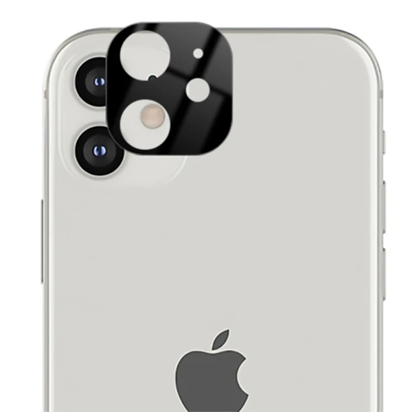 İPhone 12 Mini 3D full Kaplama Tempered Cam Kamera Koruyucu - Siyah