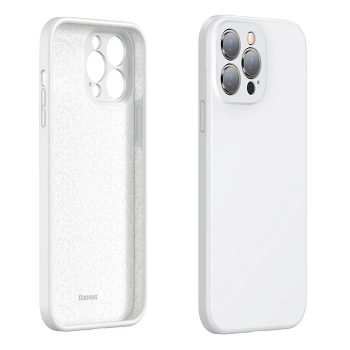 Baseus Liquid iPhone 13 Pro Kılıf Kamera Korumalı İçi Kadife Silikon Kılıf - Beyaz