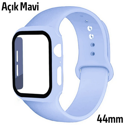 Ally Apple Watch 4-5-6 44mm Silikon Kordon Kayış ve Ekran Koruyucu Kılıf