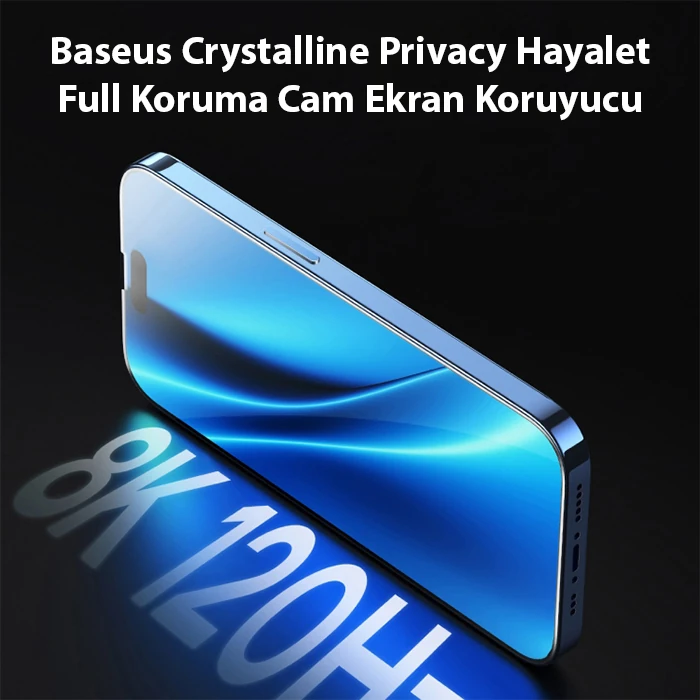 Baseus Crystalline iPhone 15 Pro Max Privacy Hayalet Full Koruma Cam Ekran Koruyucu - Şeffaf 2