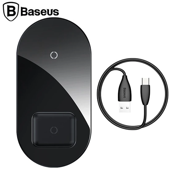 Baseus Simple 2in1 Kablosuz Wireless Şarj 18W iPhones+iPods - Şeffaf 2