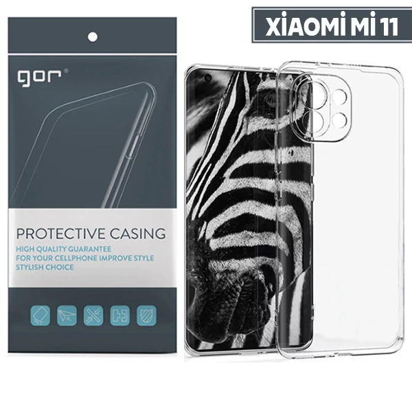 GOR Xiaomi Mi 11 Kılıf Kamera Korumalı Şeffaf Silikon Kılıf - Şeffaf 2