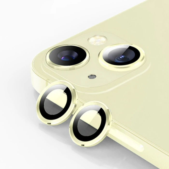 Ally iPhone 15/15 Plus Tempered Kamera Lens Koruma Camı - Gold