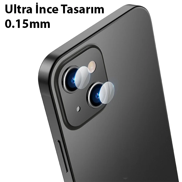 Ally İPhone 13-13 Mini Tempered Glass Cam Kamera Koruyucu - Şeffaf 2