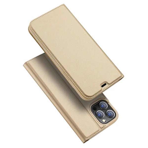 DUX Ducis İPhone 12/ 12 Pro Kılıf Kapaklı Flip Cover Kılıf Skin Pro Series Kılıf - Gold