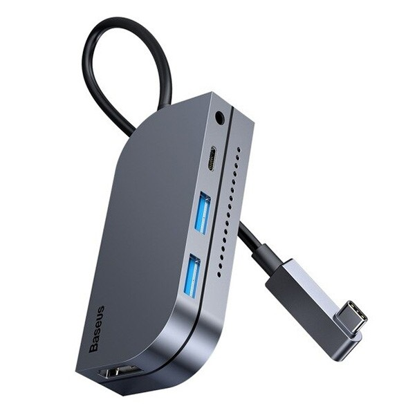 Baseus Bending Angle No.7 Çok fonksiyonlu 6 Port Type-C Hub (Cahub-CWJ0G) - Gri
