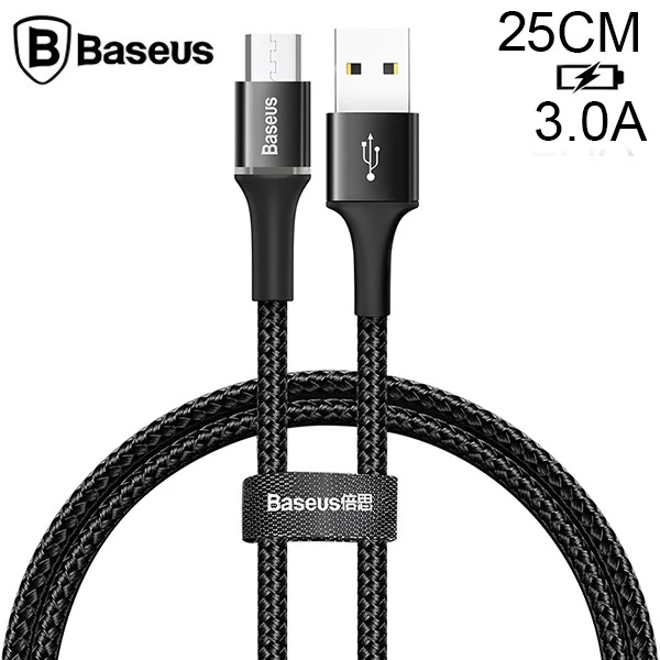 Baseus halo Mikro Usb 3A Hızlı Şarj 0.25CM Kısa Power Bank için Şarj Kablosu - Kırmızı