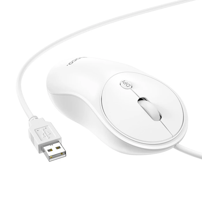 Hoco GM13 Bussines 1600DPI 4D Yüksek Hassasiyet Kablolu Optik Mouse - Beyaz