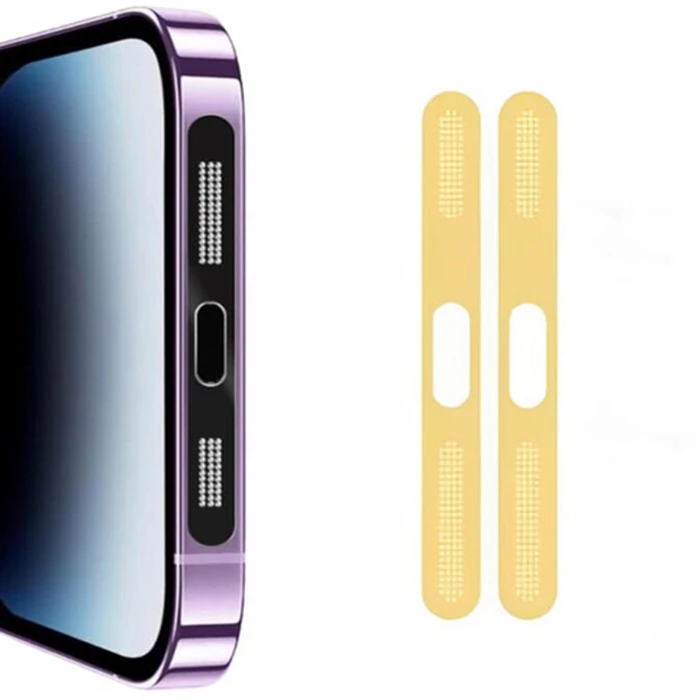 Ally iPhone 14 Pro İçin Anti-Dust Toz Ve Kir Önleyici Sticker 2 Adet Set - Gold