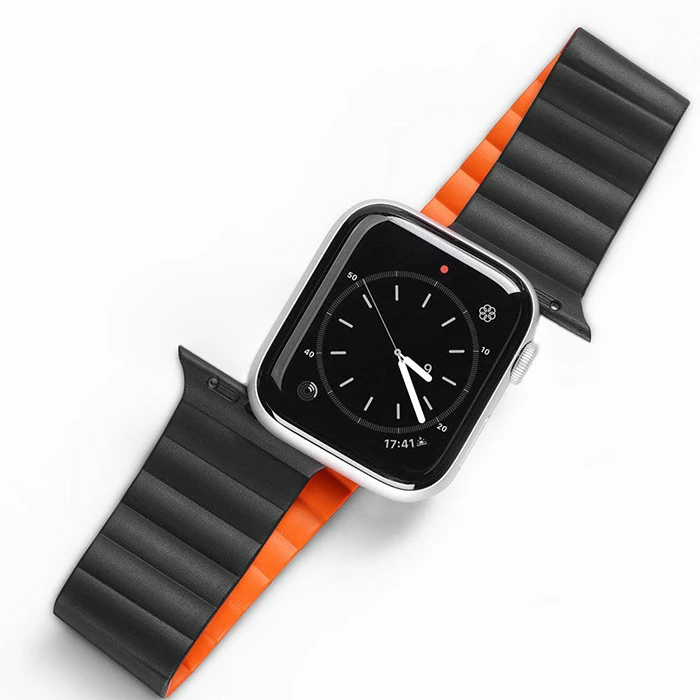 DUX Ducıs Apple Watch 38/40/41MM için Manyetik Zincir Versiyon PU Deri Kayış Kordon - Siyah
