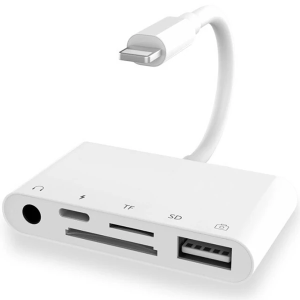 Ally 5in1 İPhone-İPad lightning To Audio Usb Kamera Okuyucu - Beyaz