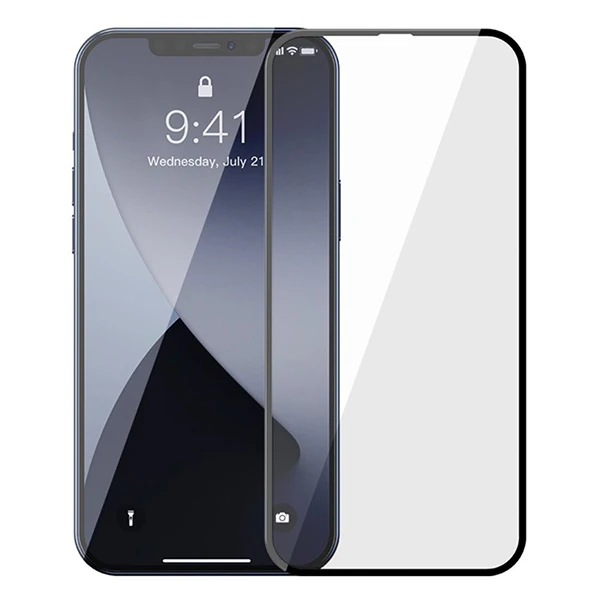 Baseus İPhone 12 Pro Max 6.7 0.3MM 3D Full Tempered Cam Ekran Koruyucu 2Adet Set - Siyah