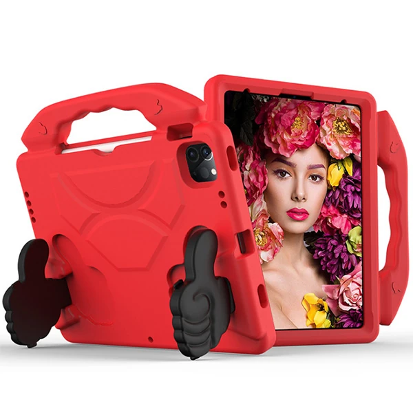 Ally İPAD PRO 11 (2021-2020-2018) Air 4. Nesil 10.9 Kılıf Eva Çocuk Shockproof Standlı Taşınabilir - Fuşya