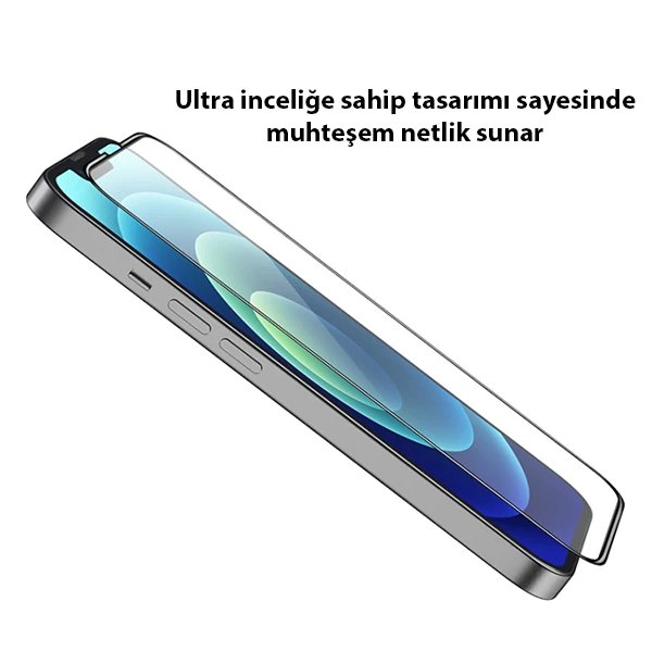 GOR iPhone 13 Mini 5.4 9D Hardening Tempered Full Cam Ekran Koruyucu - Siyah