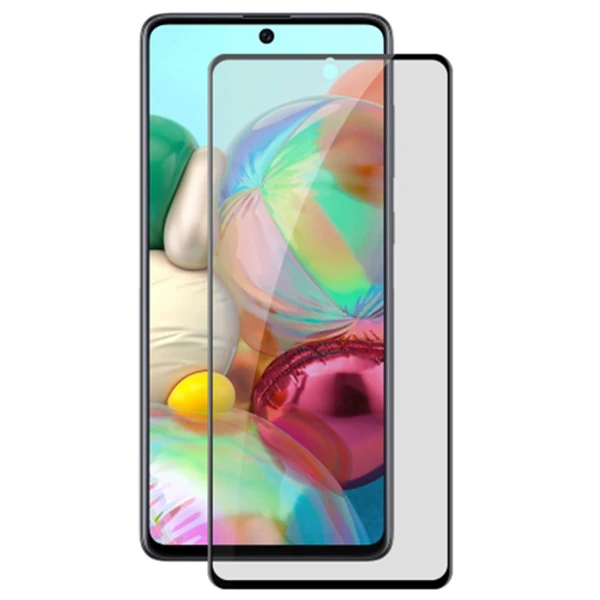 Ally SM Galaxy A71 3D Full Privacy Gizlilik Tempered Cam Ekran Koruyucu - Siyah