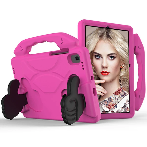 Ally Galaxy Tab S6 Lite P610- P615 Tab 7 10.4 T500-T505 Kılıf Eva Çocuk Shockproof Standlı Taşınabi - Fuşya