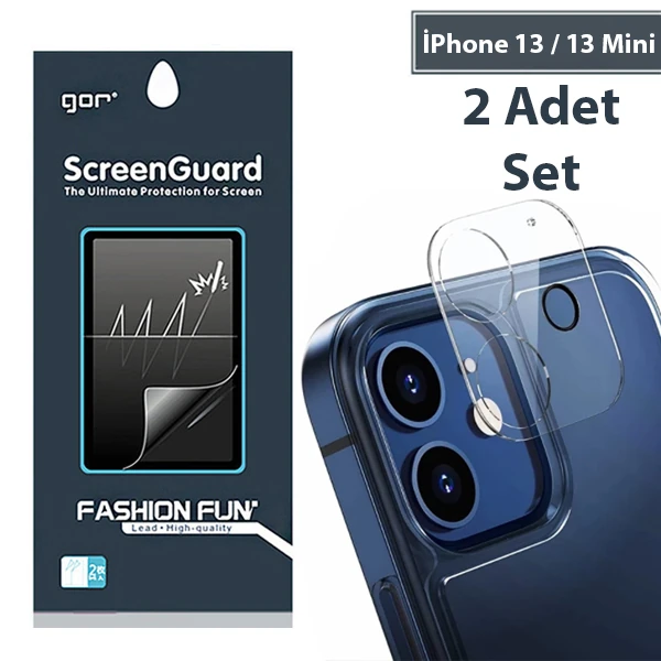 GOR İPhone 13 /13 Mini Best Full Tempered Cam Kamera Koruyucu 2Adet Set - Şeffaf 2