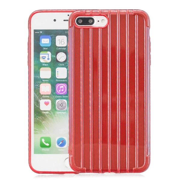 Ally iPhone 8 Plus 7Plus Trunk Lines ince Soft Silikon Kılıf - Kırmızı