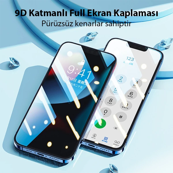 Ally iPhone 14 Plus 6.7 Full Glue-Tempered Cam Ekran Koruyucu - Siyah
