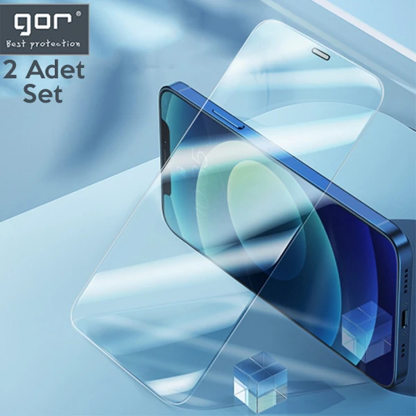 GOR İPhone 12 Pro Max 6.7 Best Full Tempered Cam Ekran Koruyucu 2Adet+Takma Aparatı - Şeffaf 2
