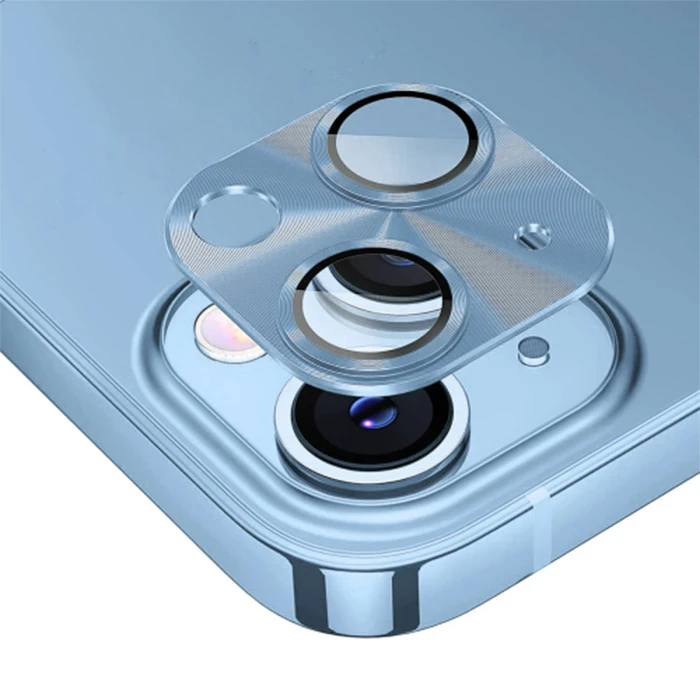 Ally iPhone 15-15 Plus Metal Tempered Kamera Lens Koruyucu - Gümüş