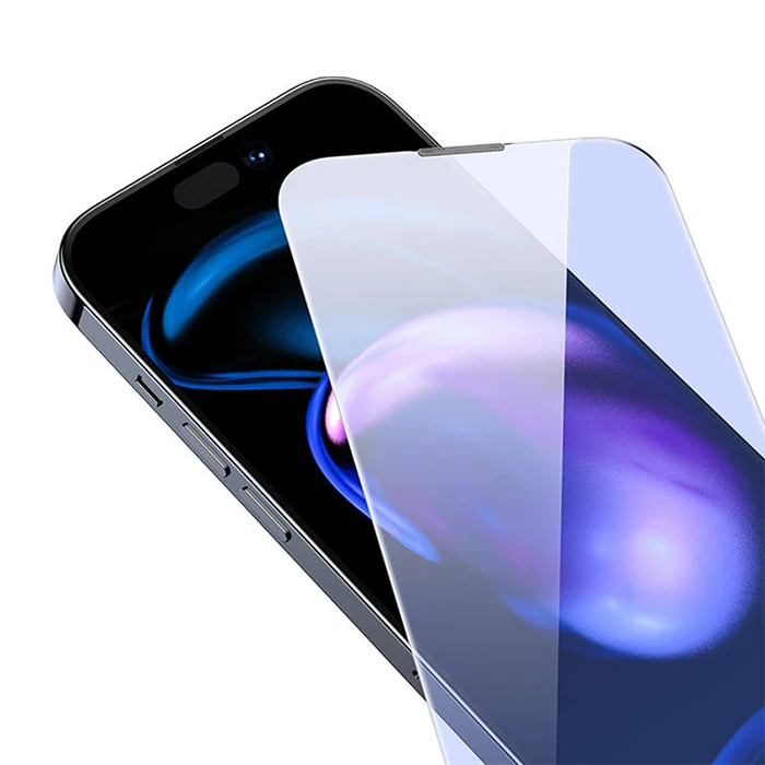 Baseus Crystal iPhone 15 Pro Max Full Koruma Anti Mavi Işık Tempered Cam Ekran Koruyucu 2 Adet Set - Şeffaf 2