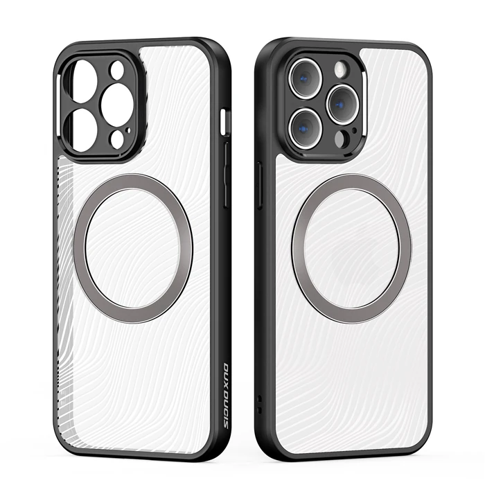 Dux Ducis iPhone 12 Pro Max Aimo Series Mag Safe Premium Buzlu Sert PC-TPU Kılıf - Siyah