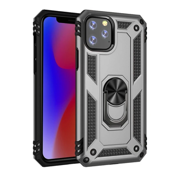 Ally iPhone 11 Pro Max 6.5inch Yüzüklü Kılıf Armor Shockproof Ring kılıf - Siyah