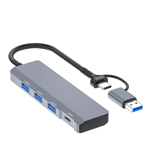 Ally ADS-309D 4 Portlu USB+Type-C USB 3.0 Çoklayıcı Data HUB Adaptör - Füme
