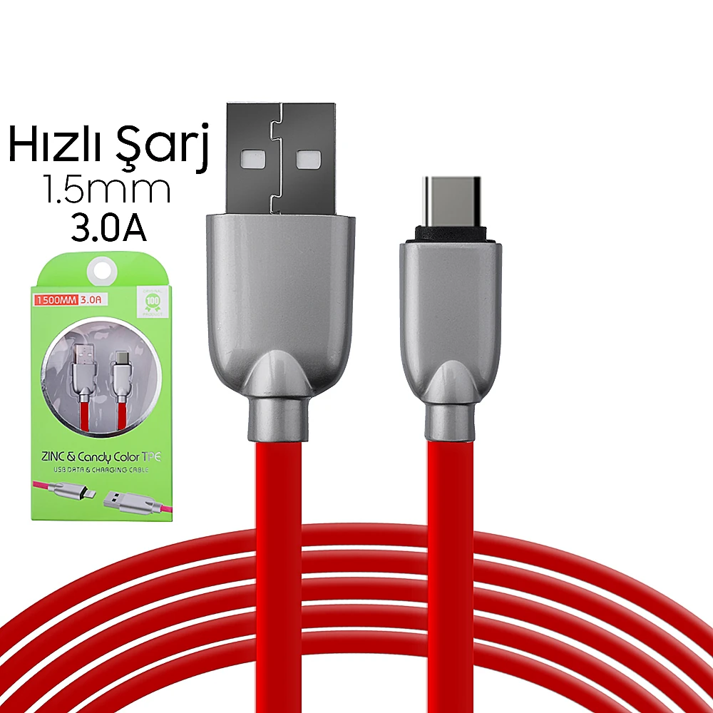 Ally Usb Type-C Zinc Alloy Dayanıklı 3.0a 1.5mm Usb Kablo - Gold
