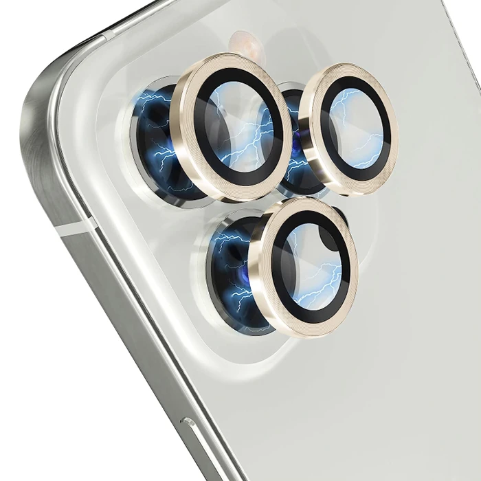 Ally iPhone 15 Pro/15 Pro Max Kamera Lens Koruma Camı - Gold